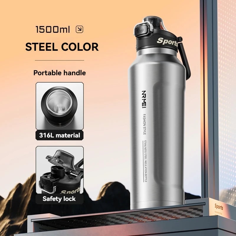 1.5L Stainless Steel Insulated Water Bottle Double Wall Vacuum