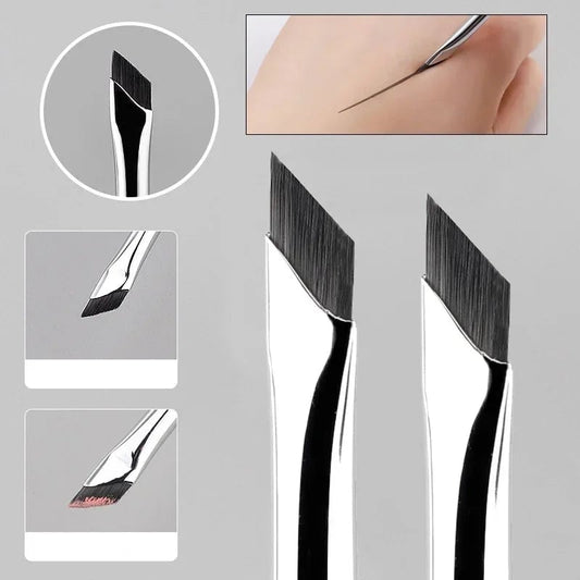 Ultra Thin Angled Eyeliner Eyebrow Brush Set - Precision Detail