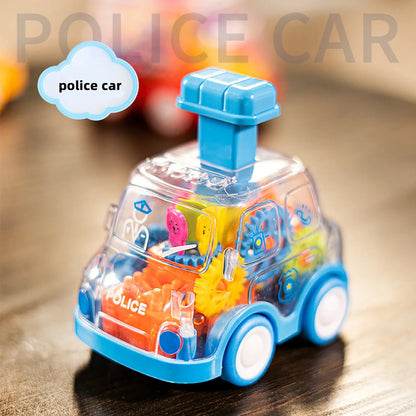 Transparent Cartoon Gear Car Toy - Inertia Pull-Back Action Kids Gift