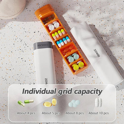 7 Day Weekly Pill Organizer - Compact Travel Pill Case for Vitamins