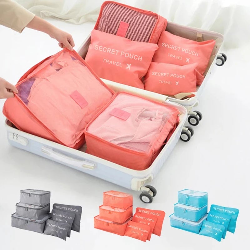 6PCS Waterproof Travel Storage Bags Large Luggage Clothes Organizer
