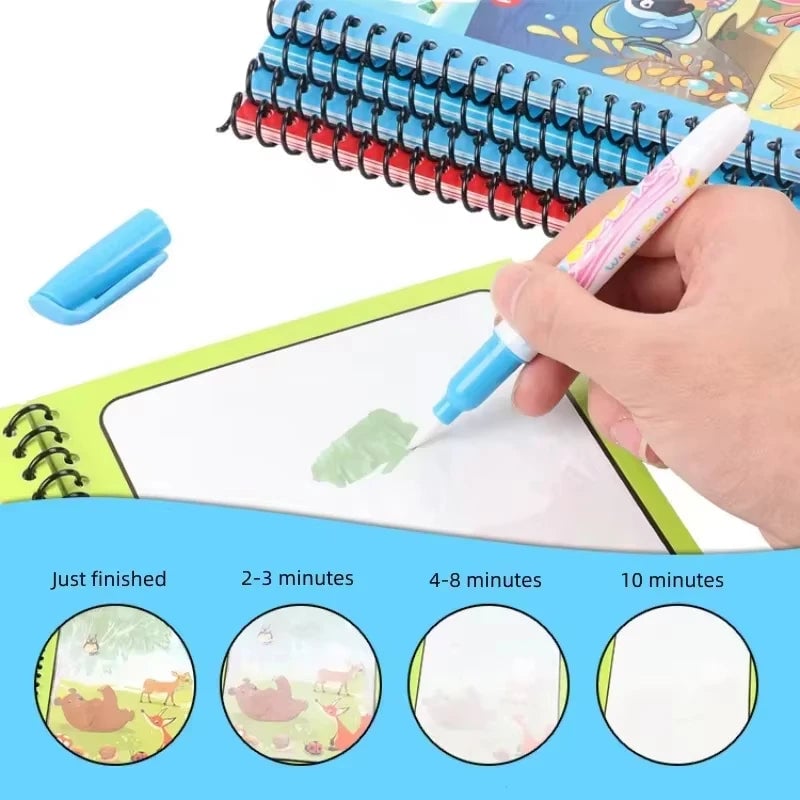 Magic Water Drawing Book Reusable Mess-Free Paint Pad Refillable Pen