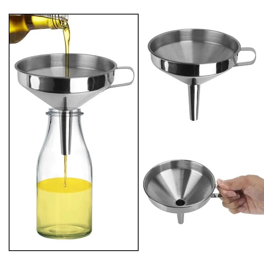 Wide Mouth Stainless Steel Funnel with Detachable Filter