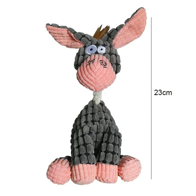 Corduroy Donkey Squeaky Dog Chew Toy - Plush Training Toy Puppy