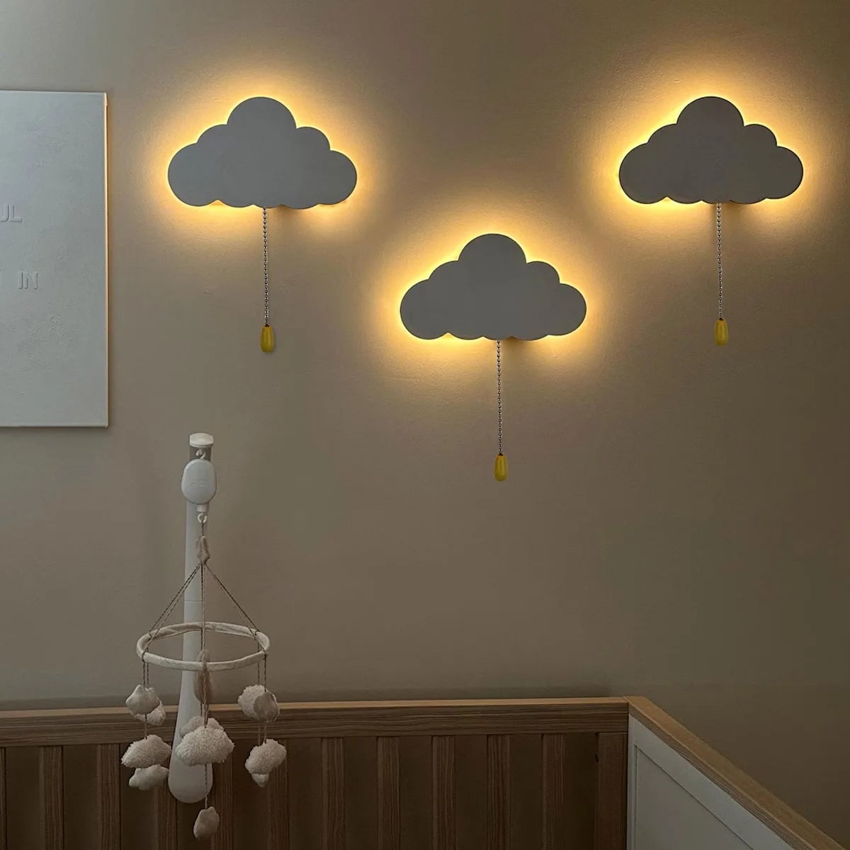 Battery Operated Cloud Wall Light - Floating LED Lamp Kids Nursery