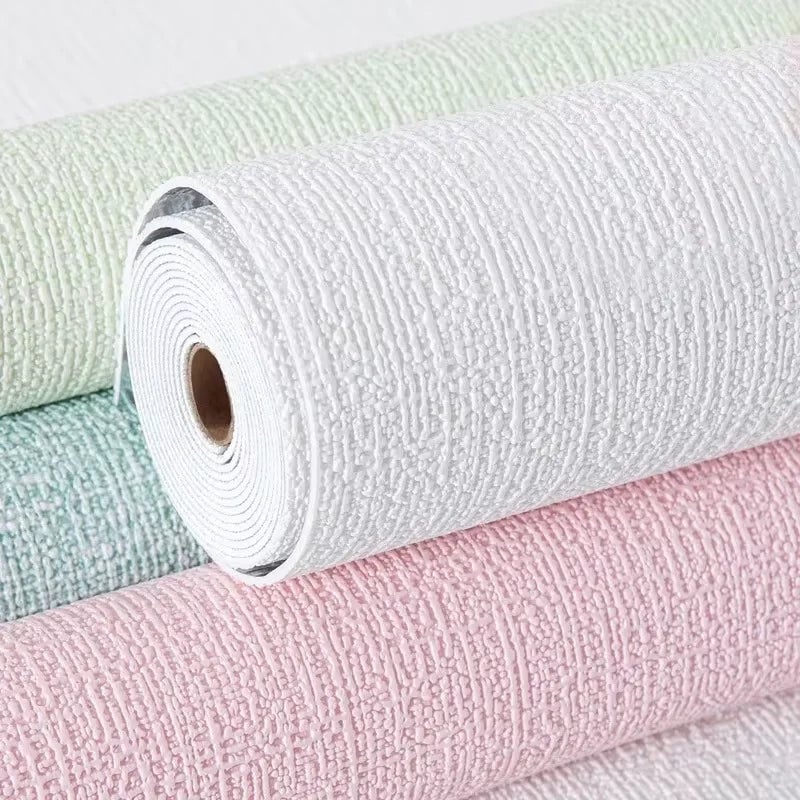 Waterproof Self Adhesive Linen Wallpaper - Plain Color Wall Stickers