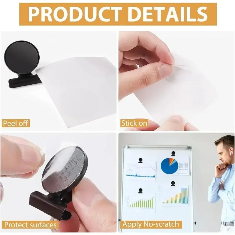 3pcs Magnetic Metal Clips Punch-Free Fridge Hook Storage Rack Set