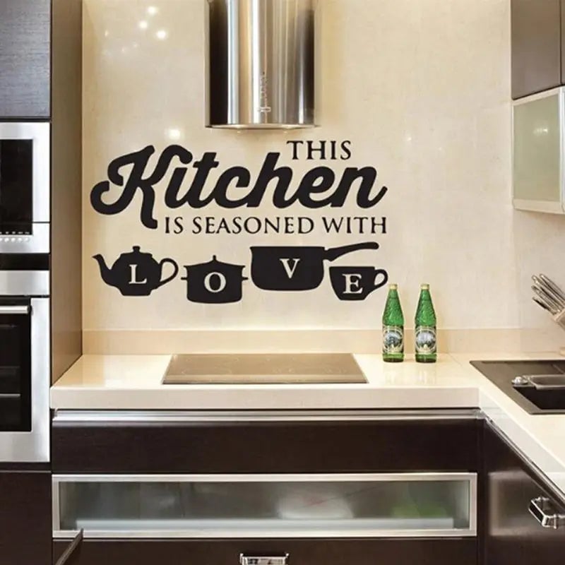 Kitchen Wall Sticker 'This Kitchen Seasoned With Love' Quote Decal