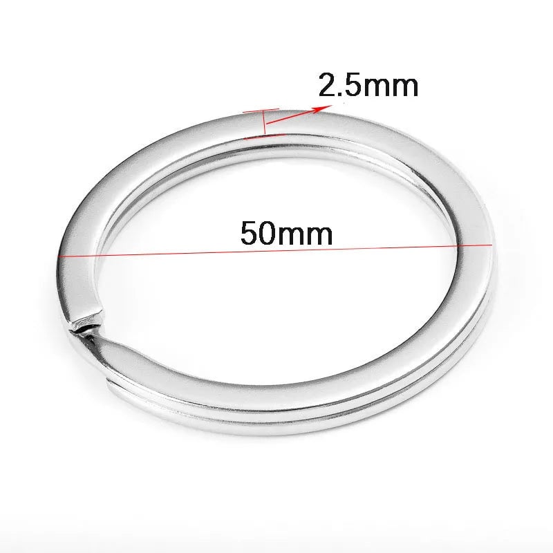 20pcs Stainless Steel Split Key Rings 20-35mm Round Flat Line