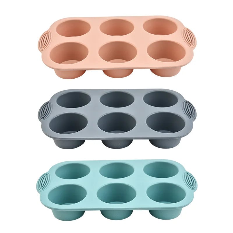 6 Cup Silicone Muffin Pan Non-Stick Baking Tray Cupcake Mold