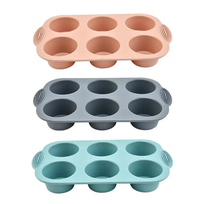 6 Cup Silicone Muffin Pan Non-Stick Baking Tray Cupcake Mold