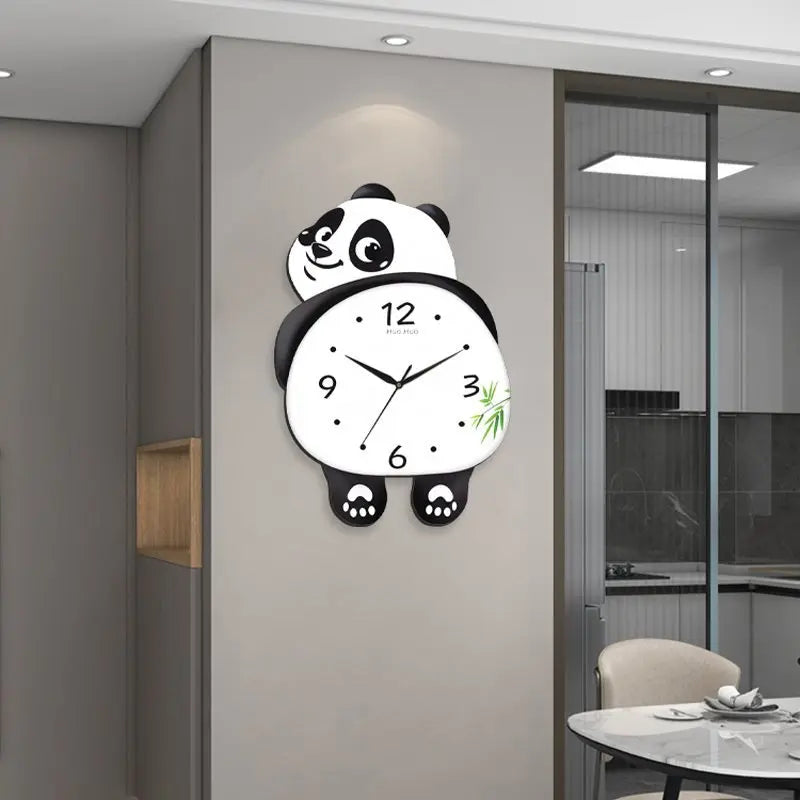 Silent Pendulum Wall Clock with Panda Foot Design - Quiet Movement