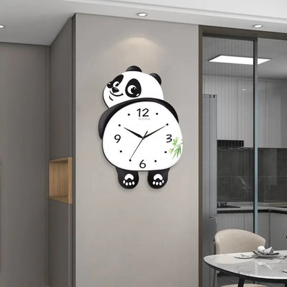 Silent Pendulum Wall Clock with Panda Foot Design - Quiet Movement
