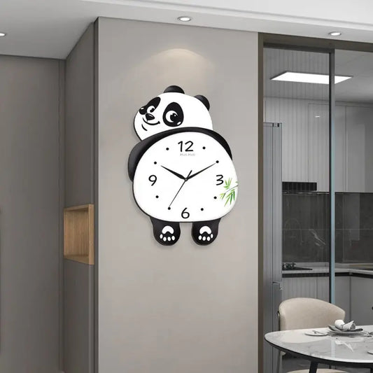 Silent Pendulum Wall Clock with Panda Foot Design - Quiet Movement
