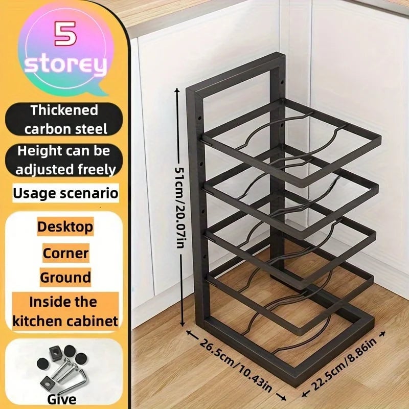 Adjustable Stainless Steel Pot Rack Kitchen Storage Organizer