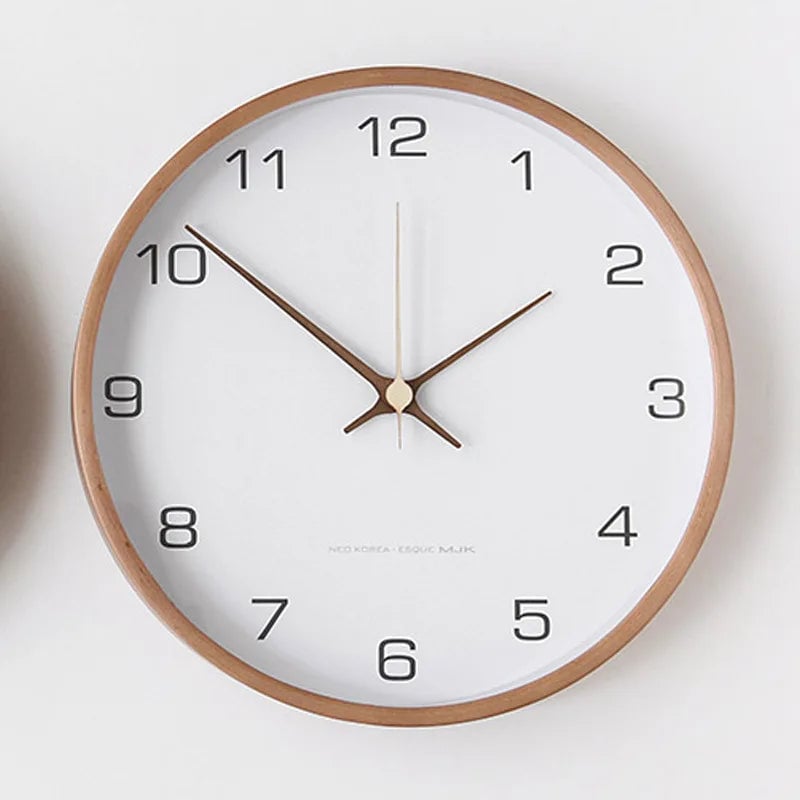 Nordic Solid Wood Wall Clock - Modern Minimalist Design Home Decor