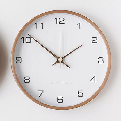Nordic Solid Wood Wall Clock - Modern Minimalist Design Home Decor
