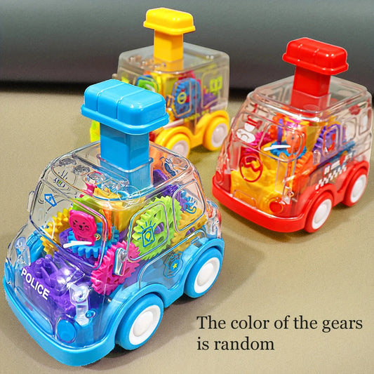 Transparent Cartoon Gear Car Toy - Inertia Pull-Back Action Kids Gift