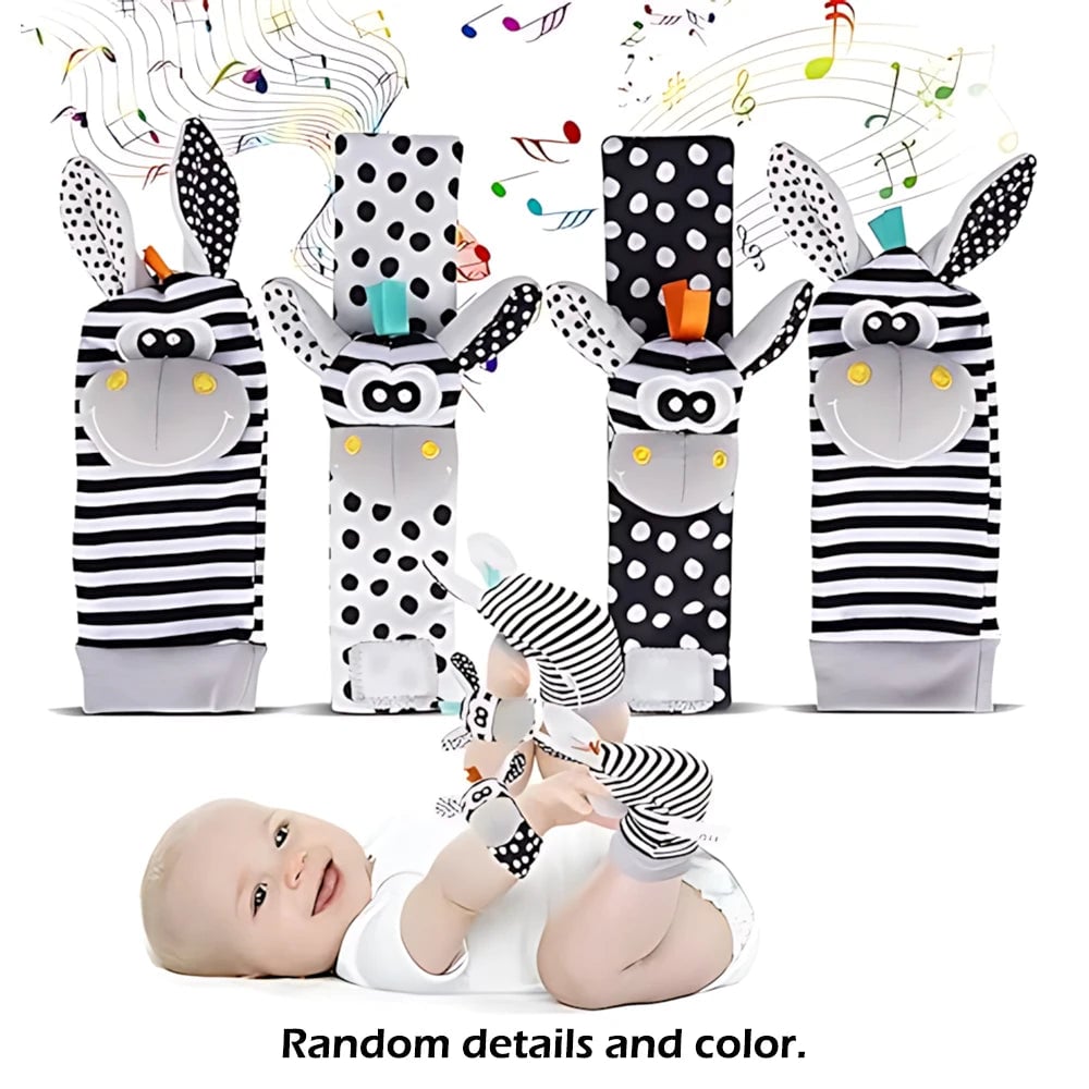 4pcs Baby Wrist Rattle Socks Set 0-12 Months Early Development Toys
