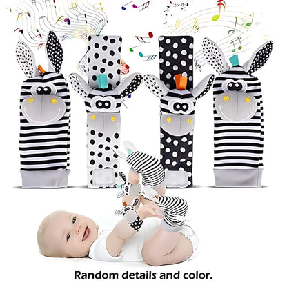 4pcs Baby Wrist Rattle Socks Set 0-12 Months Early Development Toys