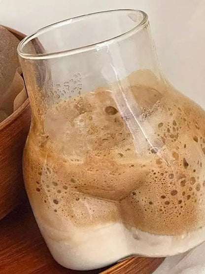 450ml Borosilicate Glass Butt Shaped Mug - Transparent Drinking Cup