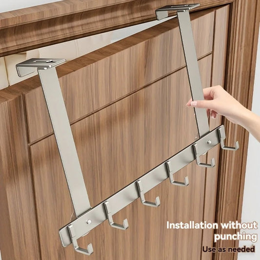 Over Door Metal Hooks Rack 5/7 Adjustable Bathroom Organizer