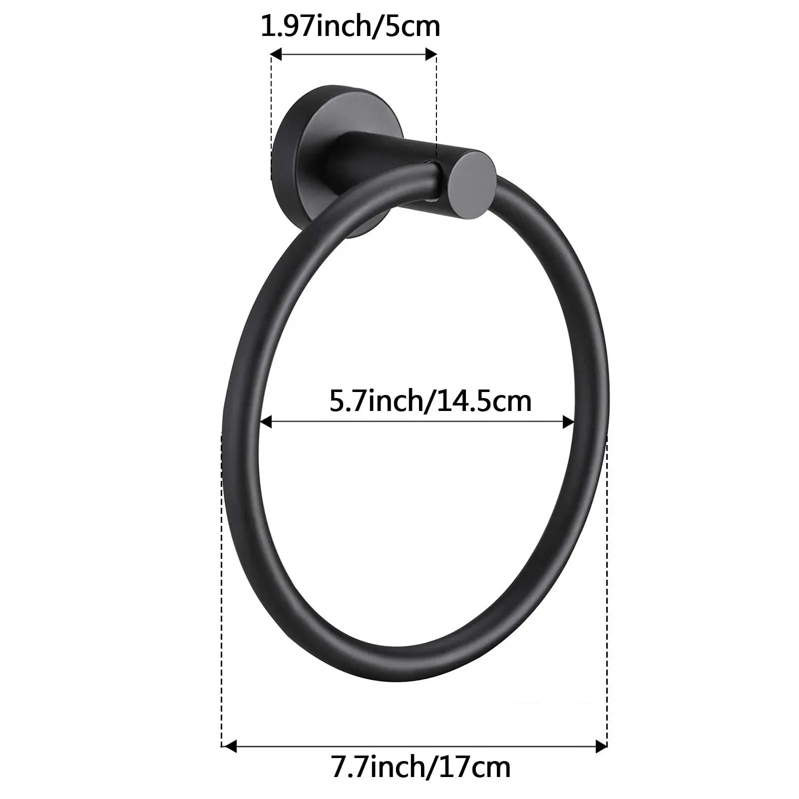 Brushed Stainless Steel Towel Ring - Modern Wall Mount Bathroom Holder