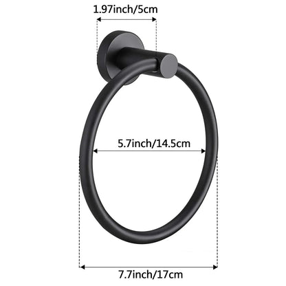 Brushed Stainless Steel Towel Ring - Modern Wall Mount Bathroom Holder
