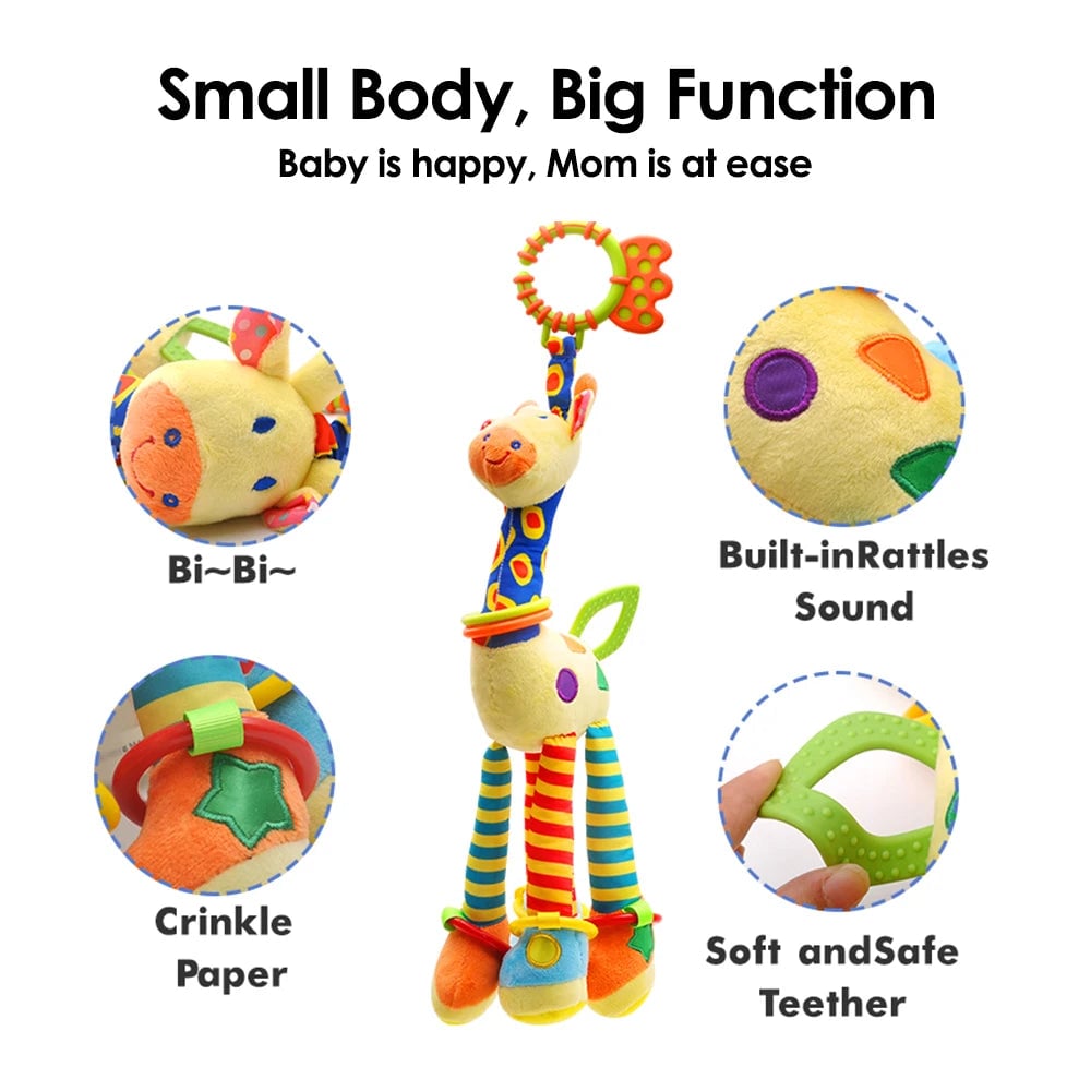 Soft Giraffe Handbell Rattle - Plush Baby Development Toy