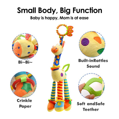 Soft Giraffe Handbell Rattle - Plush Baby Development Toy