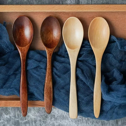 Anti-Scald Wooden Stirring Spoons - Heat-Resistant Tea Coffee Utensil