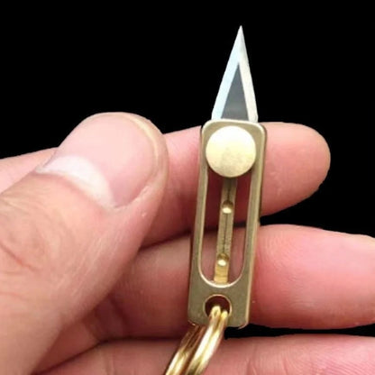 Mini Brass Push Knife Keychain - EDC Package Opener & Camping Tool