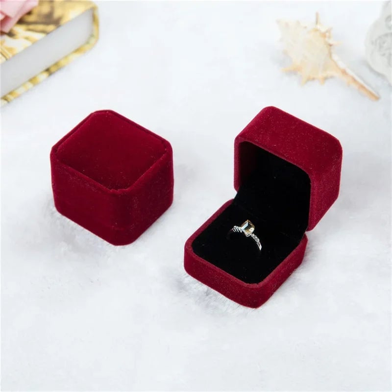 Rounded Flannelette Ring Box - Flocked Jewelry Storage Organizer