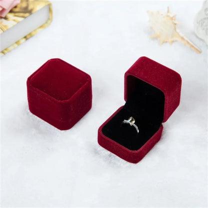 Rounded Flannelette Ring Box - Flocked Jewelry Storage Organizer
