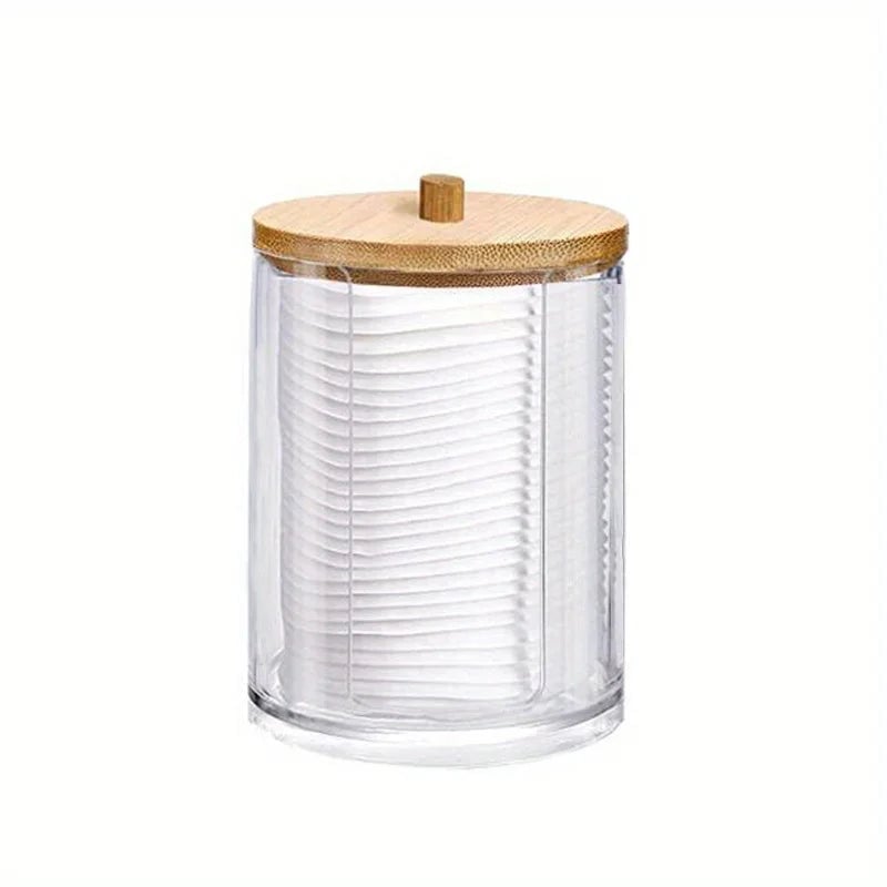 Clear Acrylic Round Makeup Organizer Cotton Pad Swab Holder 1-2Pcs