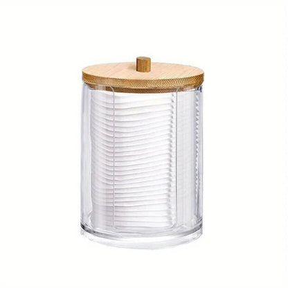 Clear Acrylic Round Makeup Organizer Cotton Pad Swab Holder 1-2Pcs