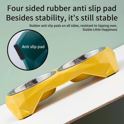 Large Stainless Steel Double Bowl Pet Feeder for Dogs & Cats