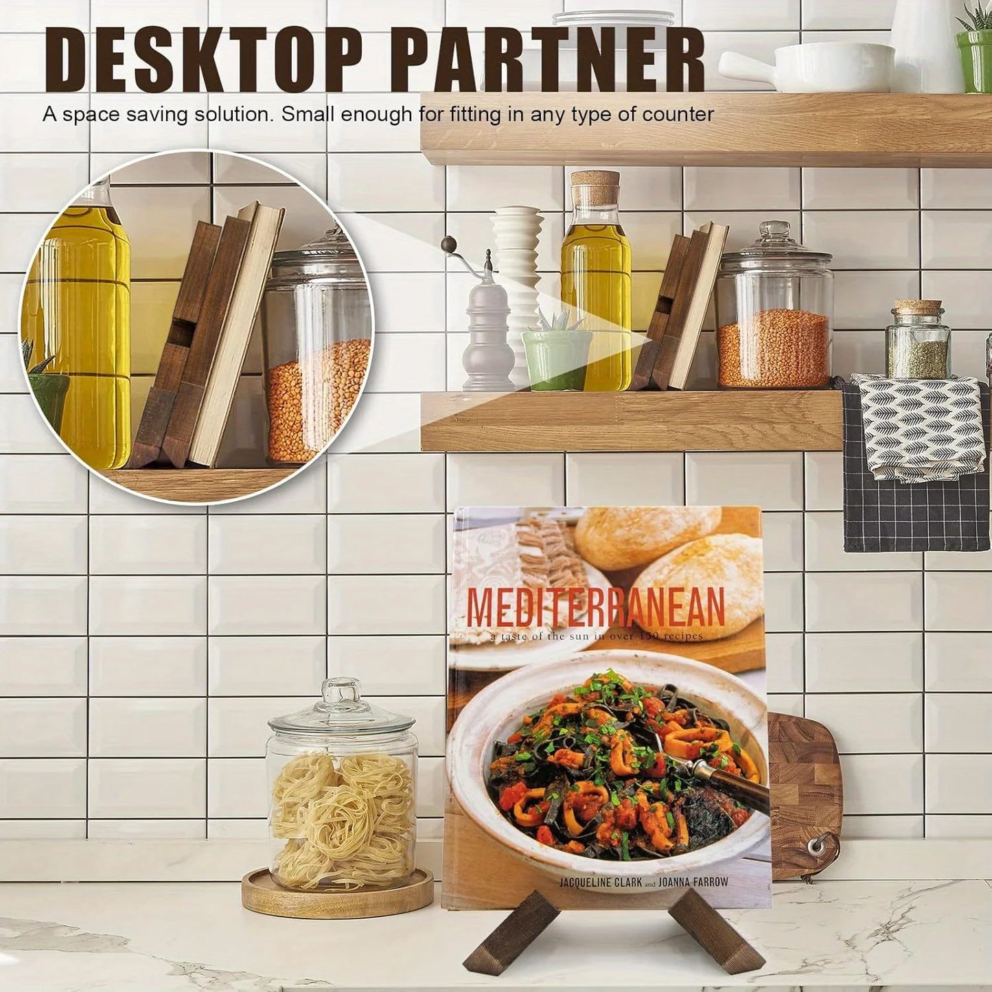 Wooden Multi-Purpose Display Stand - Recipe Book iPad Tablet Holder