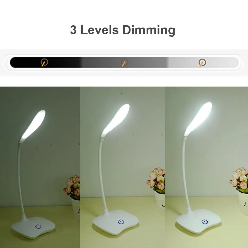 USB Rechargeable LED Desk Lamp Eye Protection Student Reading Light