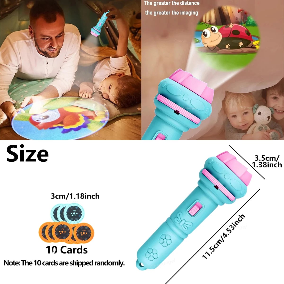 80 Pattern Projection Flashlight - 10 Cards Educational Bedtime Toy