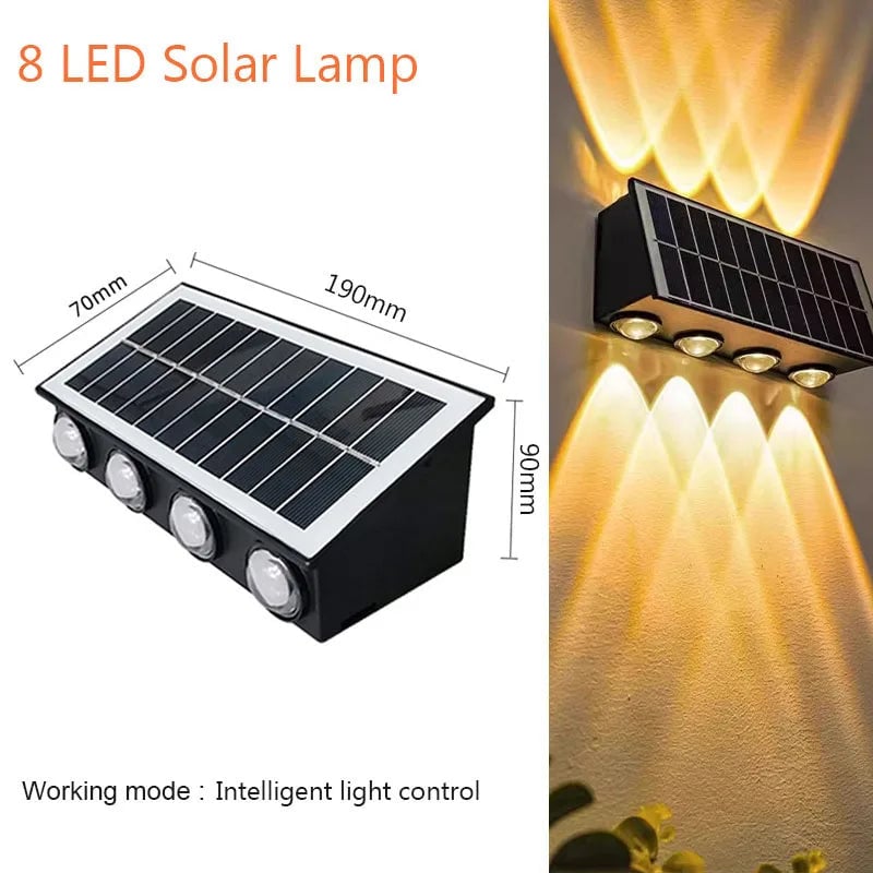 4/6/8 LED Solar Wall Lamp Waterproof Up Down Garden Street Light