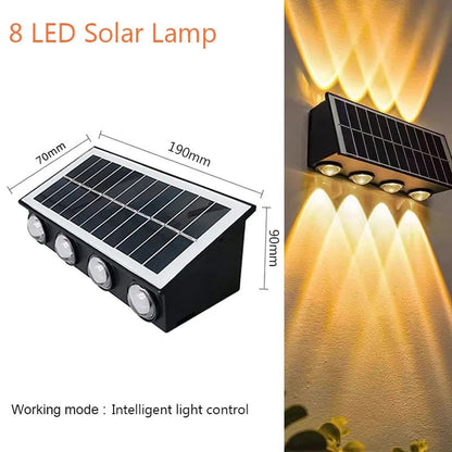 4/6/8 LED Solar Wall Lamp Waterproof Up Down Garden Street Light