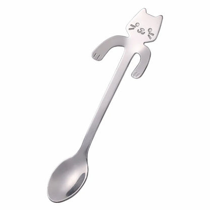 Stainless Steel Cat Shape Coffee Spoon - Mini Dessert Teaspoon