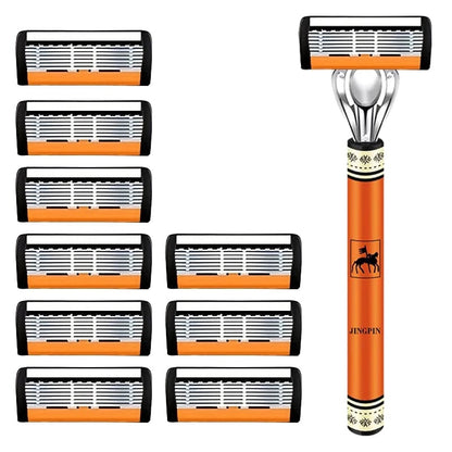 6-Layer Stainless Steel Safety Razor Set - Sharp Changeable Blade