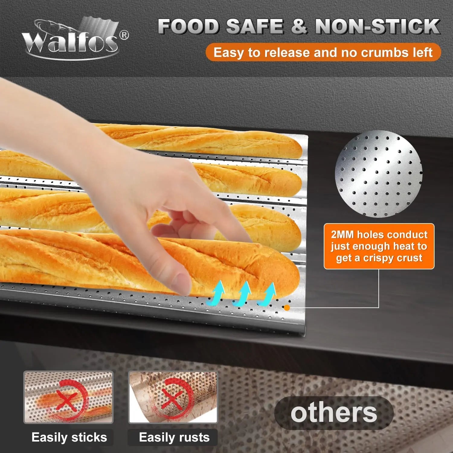 Baguette Bread Baking Pan - Non-Stick French Loaf Mould Tray