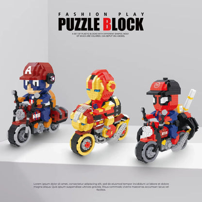 Batman 3D Mini Building Blocks Figure - DC Hero Motorcycle Puzzle Model