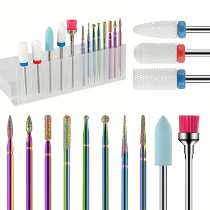13Pc Ceramic Nail Drill Bit Set Electric Manicure Acrylic Gel
