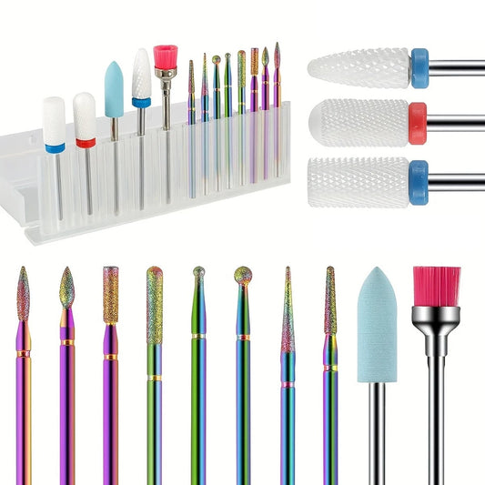 13Pc Ceramic Nail Drill Bit Set Electric Manicure Acrylic Gel