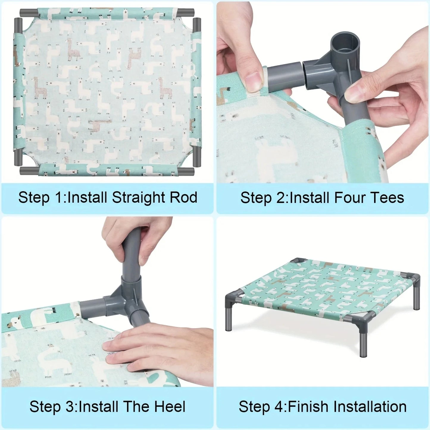 Raised Dog Hammock Bed Detachable Washable Mat Non-Slip Bottom