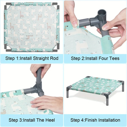 Raised Dog Hammock Bed Detachable Washable Mat Non-Slip Bottom